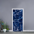 Blue White Marble Print Door Sticker