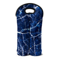 Blue White Marble Print Double Neoprene Wine Tote