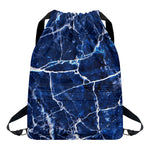 Blue White Marble Print Drawstring Backpack