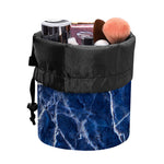 Blue White Marble Print Drawstring Makeup Bag
