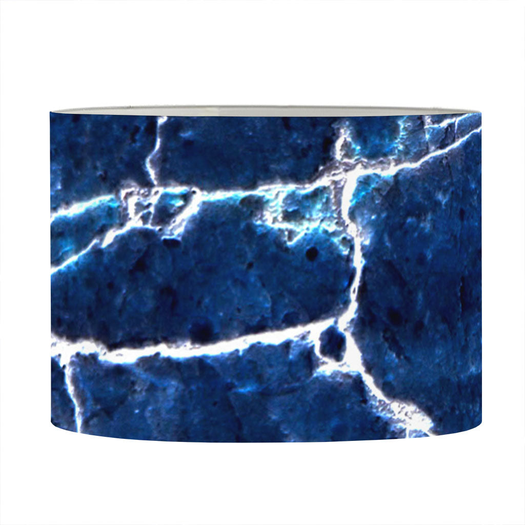 Blue White Marble Print Drum Lamp Shade
