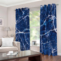 Blue White Marble Print Extra Wide Grommet Curtains