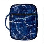 Blue White Marble Print Front Pocket Bible Bag