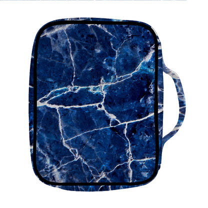Blue White Marble Print Front Pocket Bible Bag