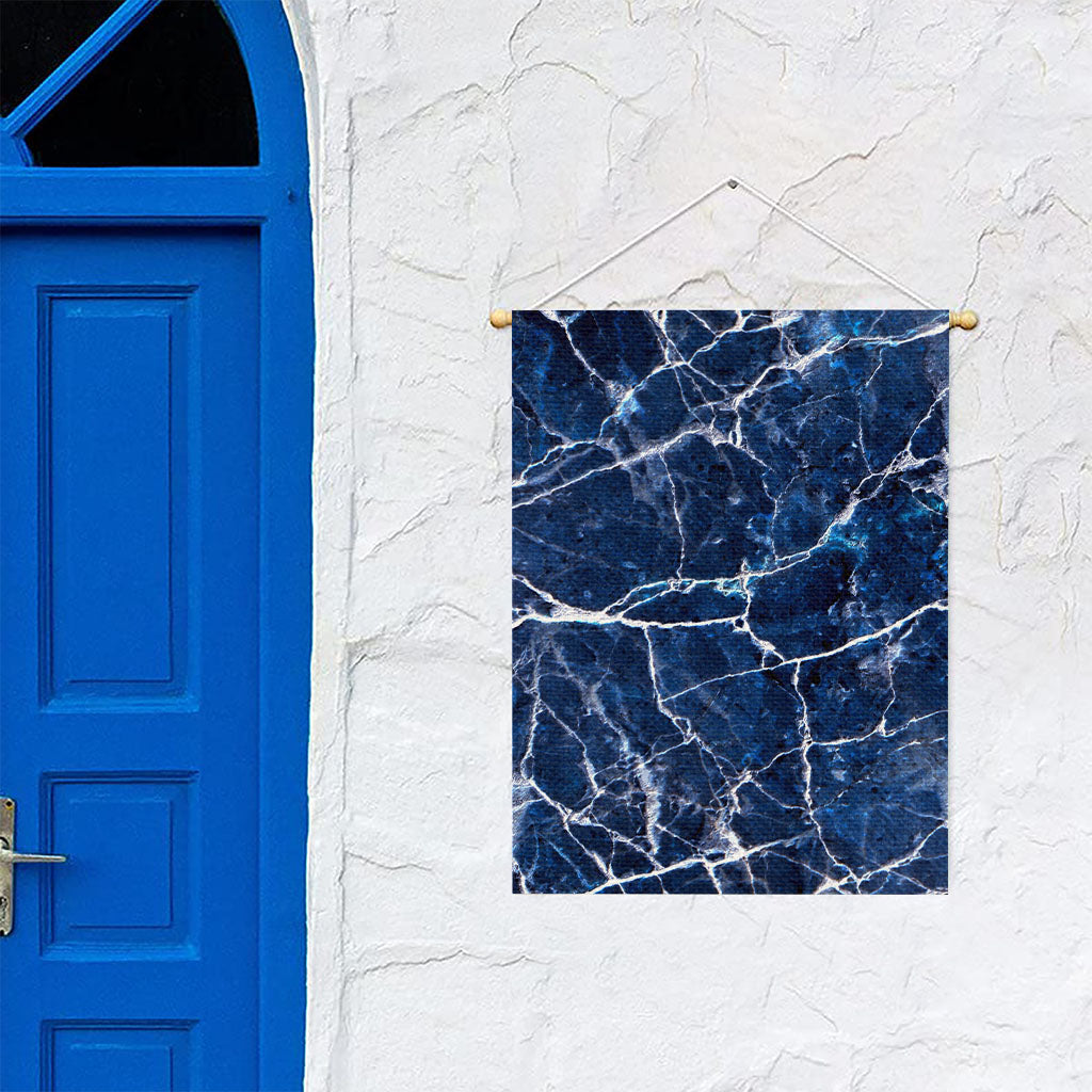 Blue White Marble Print Garden Flag