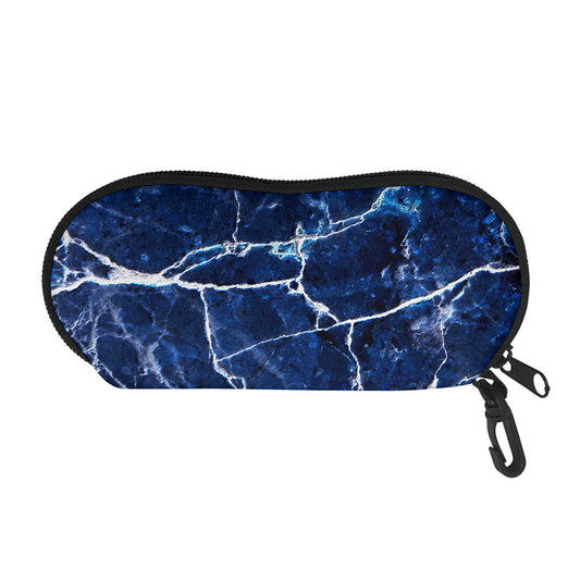 Blue White Marble Print Glasses Case