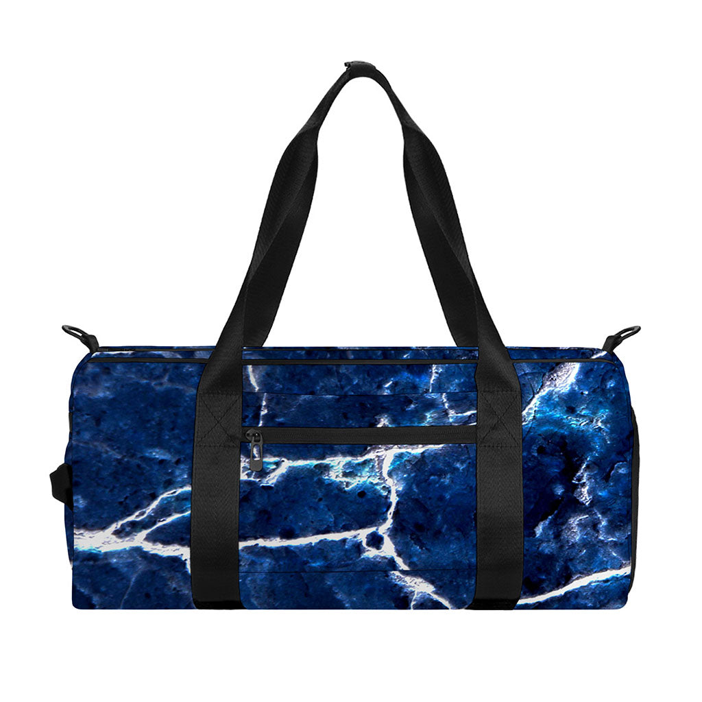 Blue White Marble Print Gym Bag
