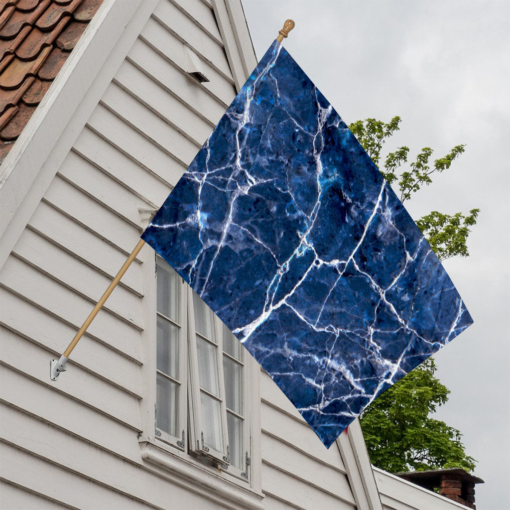Blue White Marble Print House Flag