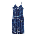 Blue White Marble Print Jersey Midi Cami Dress