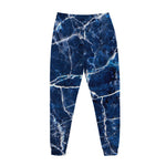 Blue White Marble Print Jogger Pants