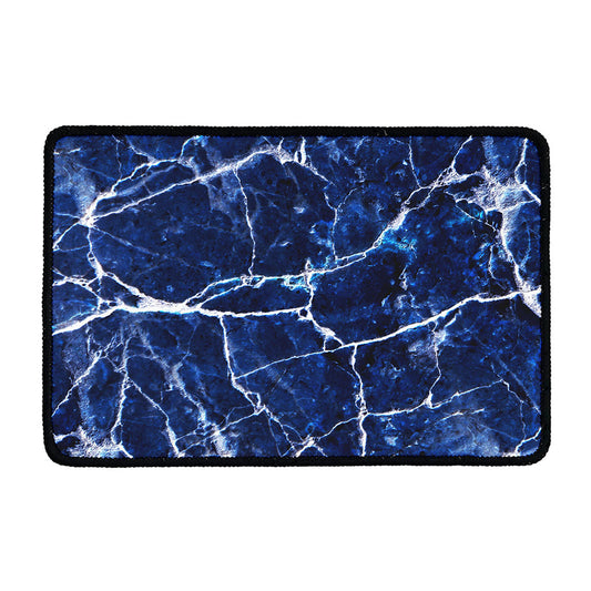 Blue White Marble Print Kitchen Mat