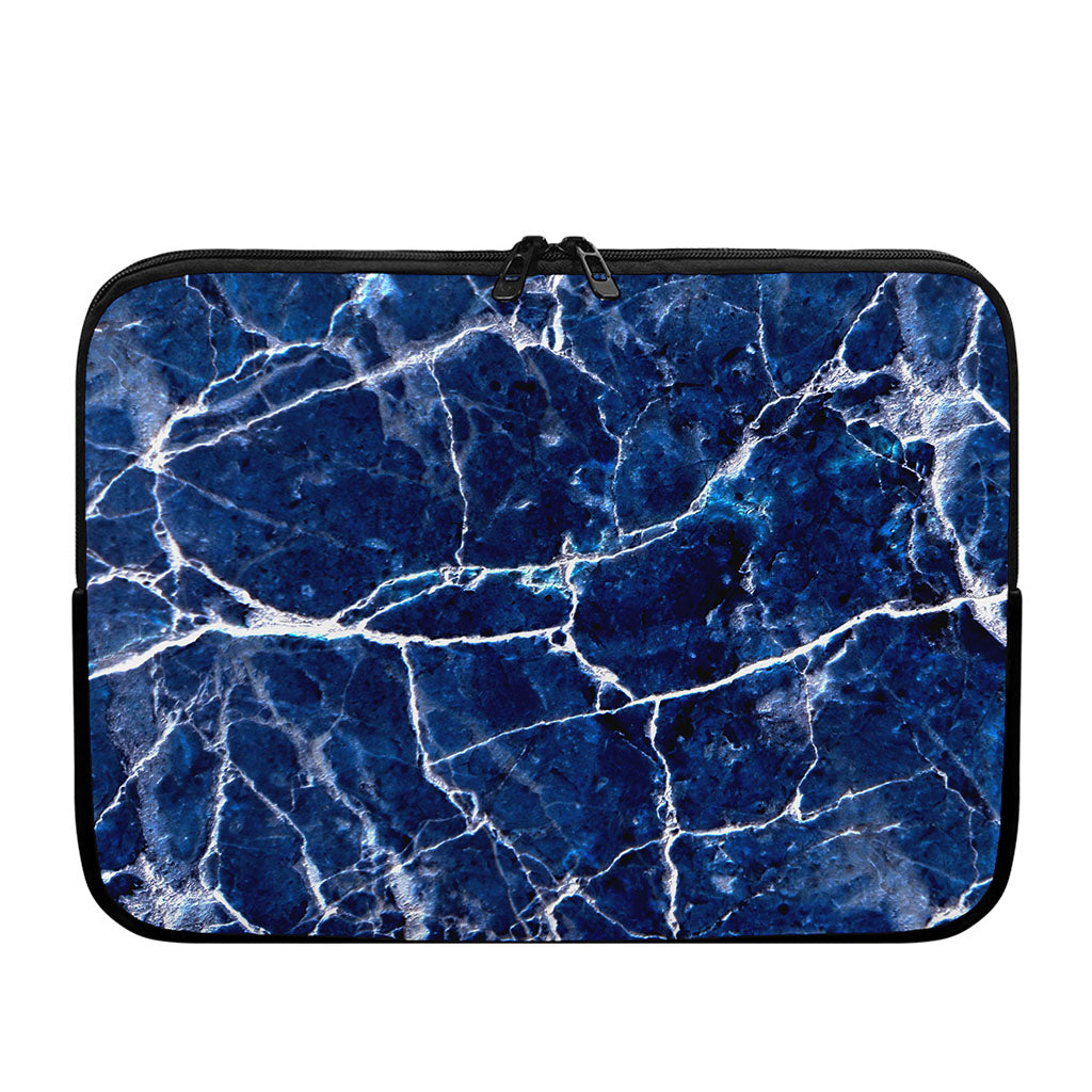 Blue White Marble Print Laptop Sleeve