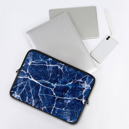 Blue White Marble Print Laptop Sleeve
