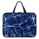 Blue White Marble Print Laptop Sleeve With Handle
