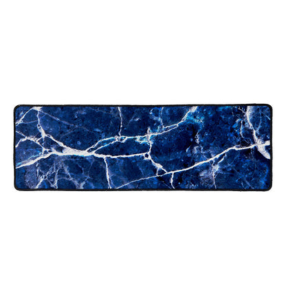 Blue White Marble Print Long Kitchen Mat