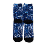 Blue White Marble Print Long Socks