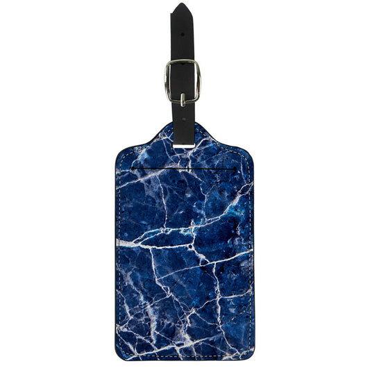 Blue White Marble Print Luggage Tag