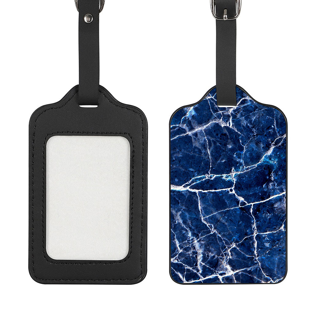 Blue White Marble Print Luggage Tag