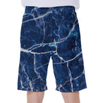 Blue White Marble Print Men's Beach Shorts