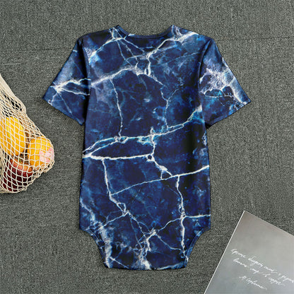 Blue White Marble Print Men's Bodysuit