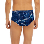Blue White Marble Print Men's Briefs