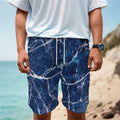 Blue White Marble Print Men's Cargo Shorts