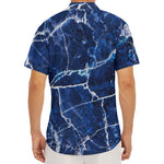 Blue White Marble Print Men's Deep V-Neck Shirt