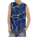 Blue White Marble Print Men's Fitness Tank Top