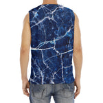 Blue White Marble Print Men's Fitness Tank Top