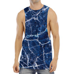 Blue White Marble Print Men's Muscle Tank Top