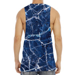 Blue White Marble Print Men's Muscle Tank Top