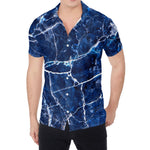 Blue White Marble Print Men's Shirt