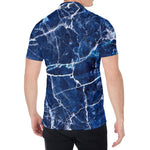 Blue White Marble Print Men's Shirt