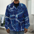 Blue White Marble Print Men's Shirt Jacket