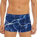 Blue White Marble Print Men's Short Boxer Briefs