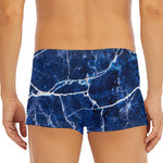 Blue White Marble Print Men's Short Boxer Briefs