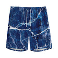Blue White Marble Print Men's Athletic Shorts