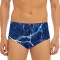 Blue White Marble Print Men's Triangle Swim Briefs