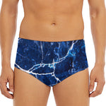 Blue White Marble Print Men's Triangle Swim Briefs