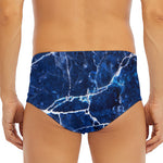 Blue White Marble Print Men's Triangle Swim Briefs