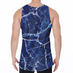 Blue White Marble Print Men's Velvet Tank Top