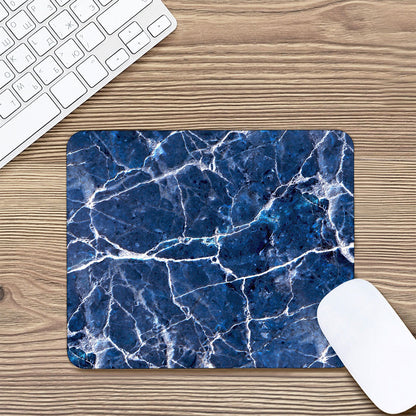Blue White Marble Print Mouse Pad