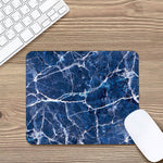 Blue White Marble Print Mouse Pad