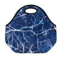 Blue White Marble Print Neoprene Lunch Bag