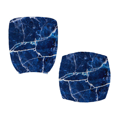 Blue White Marble Print Office Chair Cover
