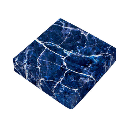 Blue White Marble Print Outdoor Seat Cushion Cover
