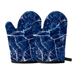 Blue White Marble Print Oven Mitts