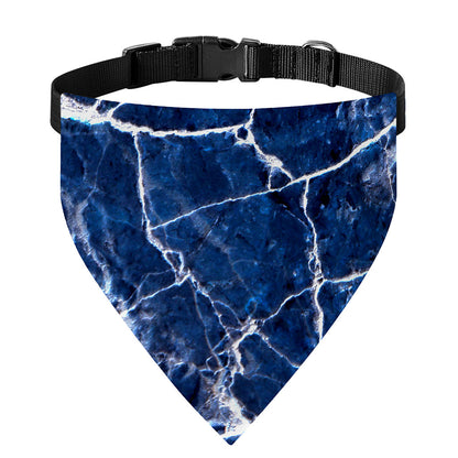 Blue White Marble Print Over The Collar Dog Bandana