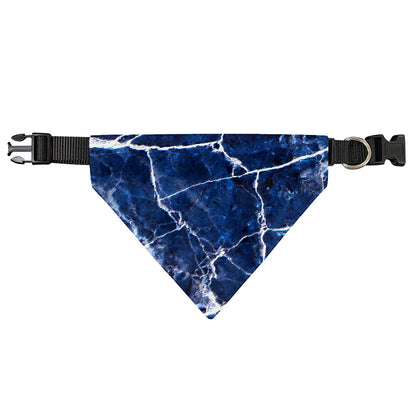 Blue White Marble Print Over The Collar Dog Bandana