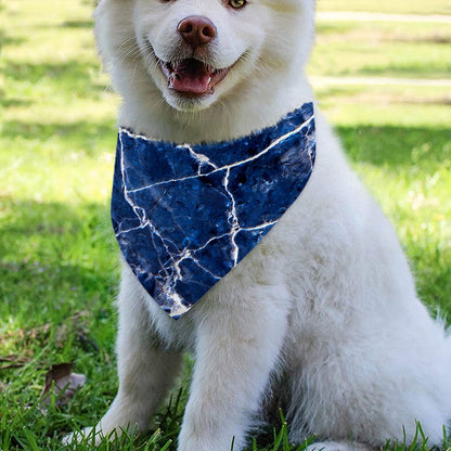 Blue White Marble Print Over The Collar Dog Bandana
